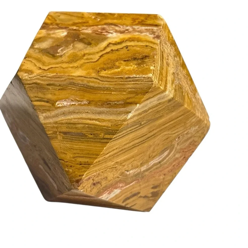 Marble Onyx Stone‎ Paperweight Multi-Colored Geometric Layered Natural Decor